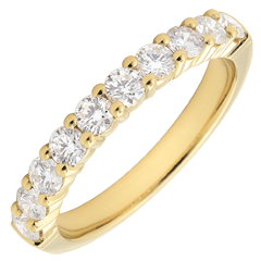 Wedding ring yellow gold semi paved-bar prong setting - 0.65 carat - 10 diamonds