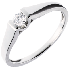 Modern Classic Solitaire Ring in White Gold - 0.14 carat 