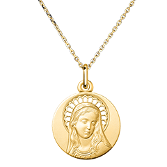 Opengewerkte Medaille Maagd Maria – 9 Karaat Geelgoud
