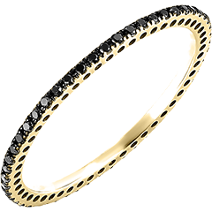 Trouwring Schittering - 9 karaat geelgoud en zwarte diamanten