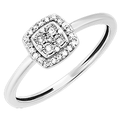 Origine Ring - Vierkante Schittering - 18 karaat witgoud en diamanten
