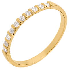 Trouwring 18 karaat geelgoud half bezet - 10 Diamanten