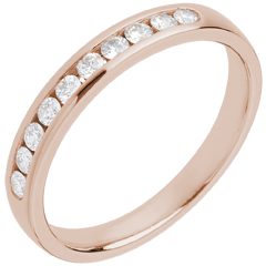 Trouwring roségoud half bezet - rails - 10 Diamanten - 18 karaat goud
