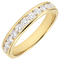 Trouwring 18 karaat geelgoud semi bezet - staaf - 0,5 karaat - 11 Diamanten