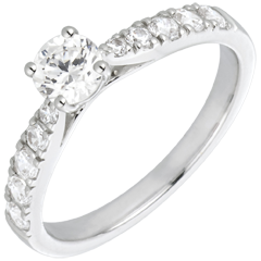 Inel Solitaire Frumoasă Iubită aur alb de 18K şi diamante - diamant 0.4 carate
