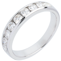 Verighetă din aur alb de 18K semi pavată - setare bară - 0.5 carate - 11 diamante