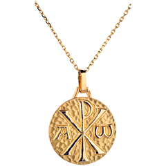 Medalion Christogramă 18mm - aur galben de 18K