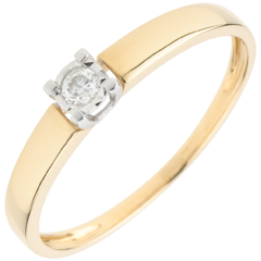 Inel Solitaire Iubire de-o viaţă - diamant 0.05 carate - aur galben de 9K