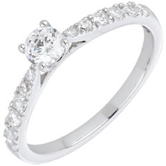 Inel Solitaire Frumoasă Iubită aur alb de 18K - diamant 0.3 carate