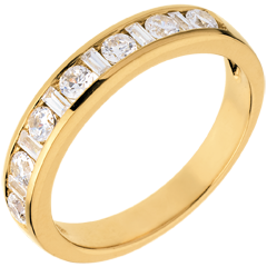 Verighetă din aur galben de 18K semi pavată - setare bară - 0.65 carate - 8 diamante