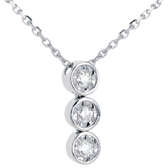 Colier trilogie liniară din aur alb de 18K - 3 diamante