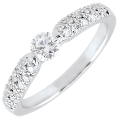 Inel diamant solitaire Triumfal - aur alb de 9K - 0.25 carate