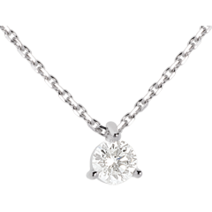 Colier solitaire din aur alb de 18K pavat - 0.26 carate