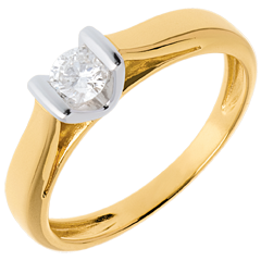 Solitaire Caldeiră - diamant de 0.25 carate - aur alb şi aur galben de 18K