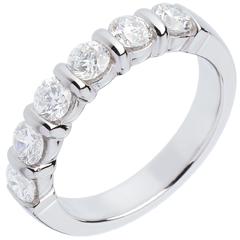 Verighetă din aur alb de 18K semi pavată - setare canal - 1 carat - 6 diamante