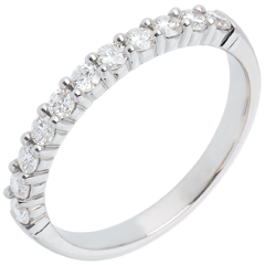 Verighetă din aur alb de 18K semi pavată - fixate în gheruţe- 0.4 carate - 11 diamante