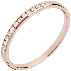 Verighetă aur roz de 18K semi pavată - setare bară - 13 diamante