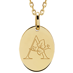 Oval medal engraved - 9K yellow gold - ABC Yours Collection - Edenly Yours