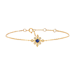 Fleur Astrale Armband – 9 karaat geelgoud met synthetische saffier en diamanten