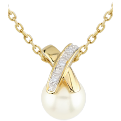 Hanger parels kruis - 9 karaat geelgoud