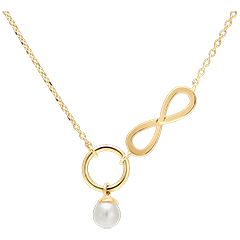 Overvloed ketting - Infini - 18 karaat geelgoud en parel