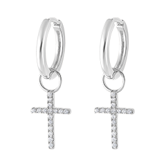 A pair of Mix earrings in 18 carat white gold A pair of Mix earrings in 18 carat white gold