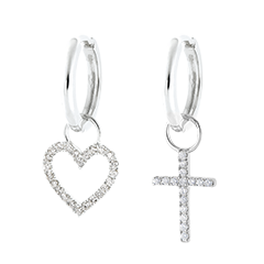 A pair of Mix earrings in 18 carat white gold A pair of Mix earrings in 18 carat white gold