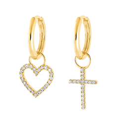 A pair of Mix earrings in 18 carat yellow gold A pair of Mix earrings in 18 carat yellow gold