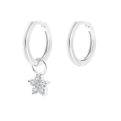 A pair of Mix earrings in 9 carat white gold A pair of Mix earrings in 9 carat white gold