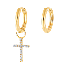 Une paire de boucle d'oreille Mix en or jaune 9 carats Une paire de boucle d'oreille Mix en or jaune 9 carats