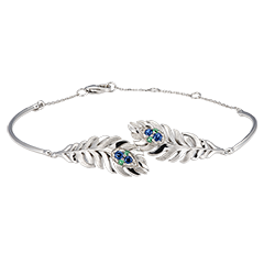 Bracciale Panache - Signature - Oro bianco 18 carati con zaffiri e smeraldi sintetici