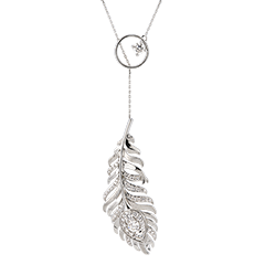 Collier Panache - Sautoir - or blanc 9 carats et diamants synthétiques 