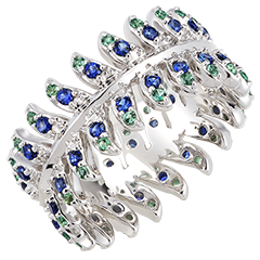 Bague Panache - Révérence - or blanc 9 carats avec saphirs et émeraudes synthétiques