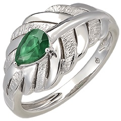Ring Panache - Altesse - Witgoud 18 karaat en synthetische smaragd