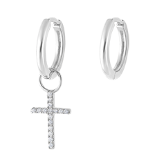 Un par de pendientes Combinados en oro blanco 18 quilates Un par de pendientes Combinados en oro blanco 18 quilates