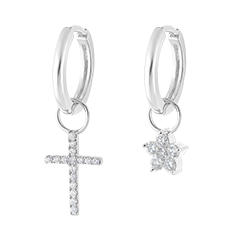 Un par de pendientes Combinados en oro blanco 9 quilates - Oro blanco 9 quilates