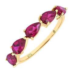Alura Ring – 9-karätiges Gelbgold und synthetische Rubine