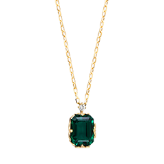 Collier Elise – 9-karätiges Gelbgold, Synthetischer Smaragd und Diamant