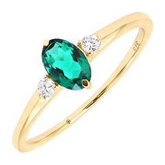 Nerea Ring – 9-karätiges Gelbgold, synthetischer Smaragd und Diamanten