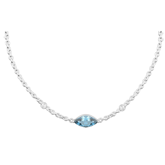 Halskette Auge des Orients - Topaz und Diamanten - 9 Karat Weißgold