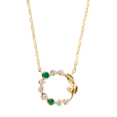 Florelia Collier – 9 karaat geelgoud, smaragden en synthetische diamanten