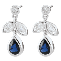 Oorbellen Hesmé - Saffier en Diamant - 9 karaat witgoud