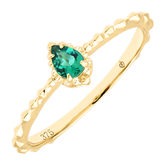 Idris Ring – 9 karaat Geelgoud en Synthetische Smaragd