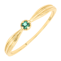Éléonore Ring – 9 karaat geelgoud, synthetische smaragd