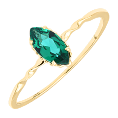 Daphné Ring – 9 karaat geelgoud, synthetische smaragd