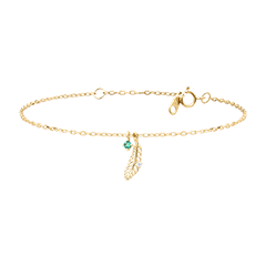 Elwen Armband – 9 karaat geelgoud, synthetische diamant en smaragd