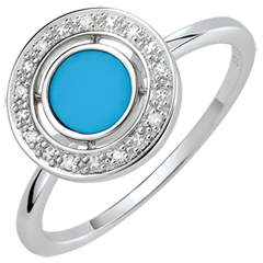 Ring Félicité - Turkoois met Diamanten - 9 karaat witgoud
