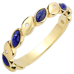 Verighetă Beatitudine - Lapis-lazuli şi diamante - Aur galben de 9K