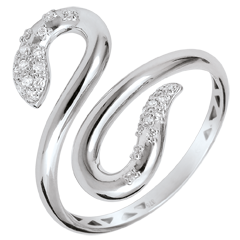Anello Passegiata Immaginaria - Serpente Amore - Oro bianco e Diamante - 18 carati