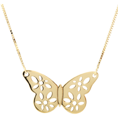 Collana Farfalla Merlettata - Oro giallo - 9 carati 